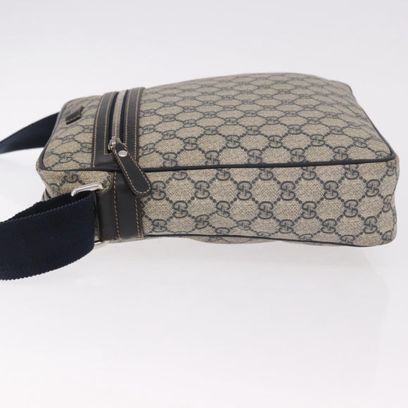 GUCCI GG Supreme Shoulder Bag PVC Navy Silver 201448 Auth ka4904