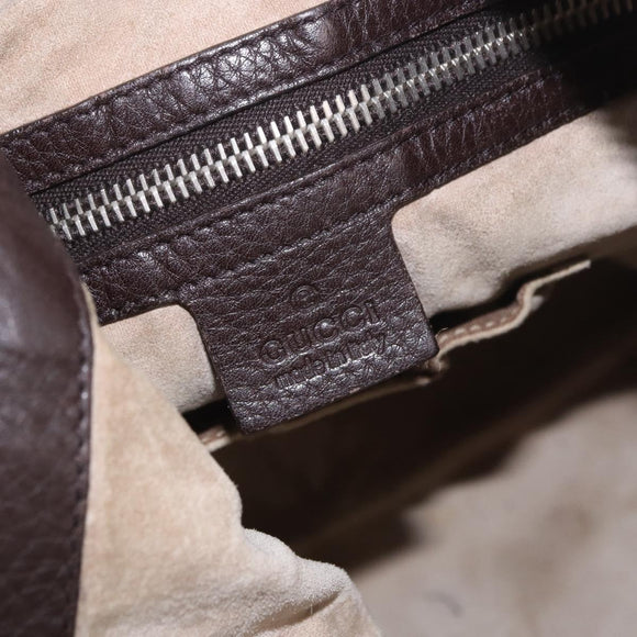 GUCCI Shoulder Bag Leather Brown Silver 233329 Auth ka4905