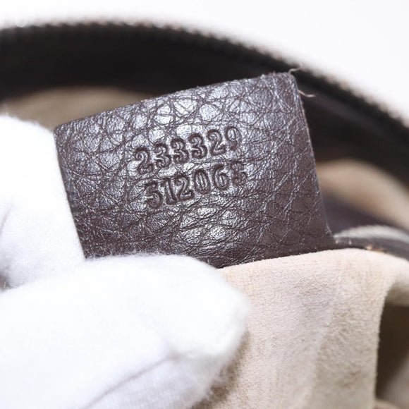 GUCCI Shoulder Bag Leather Brown Silver 233329 Auth ka4905