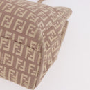 FENDI Zucchino Canvas Hand Bag Beige Gold Auth ka4906-14