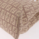 FENDI Zucchino Canvas Hand Bag Beige Gold Auth ka4906-16