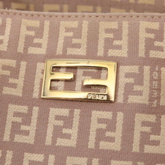 FENDI Zucchino Canvas Hand Bag Beige Gold Auth ka4906