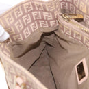 FENDI Zucchino Canvas Hand Bag Beige Gold Auth ka4906-20