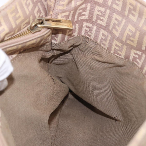 FENDI Zucchino Canvas Hand Bag Beige Gold Auth ka4906