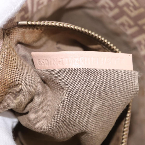 FENDI Zucchino Canvas Hand Bag Beige Gold Auth ka4906