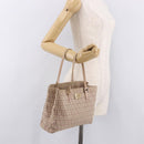 FENDI Zucchino Canvas Hand Bag Beige Gold Auth ka4906-26