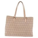 FENDI Zucchino Canvas Hand Bag Beige Gold Auth ka4906-2
