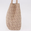FENDI Zucchino Canvas Hand Bag Beige Gold Auth ka4906-3