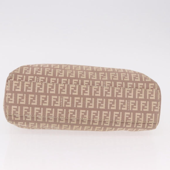 FENDI Zucchino Canvas Hand Bag Beige Gold Auth ka4906