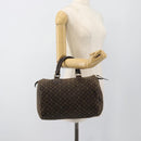 LOUIS VUITTON Monogram Mini Lin Speedy 30 Bag Brown Ebene M95224 LV Auth ka4907-20