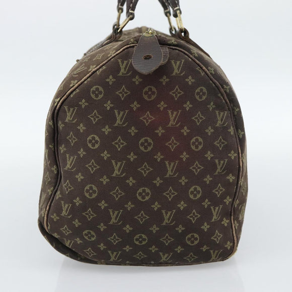LOUIS VUITTON Monogram Mini Lin Speedy 30 Bag Brown Ebene M95224 LV Auth ka4907