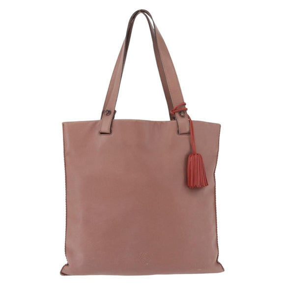 LOEWE Anagram Hand Bag Leather Pink Gold Auth ka4908