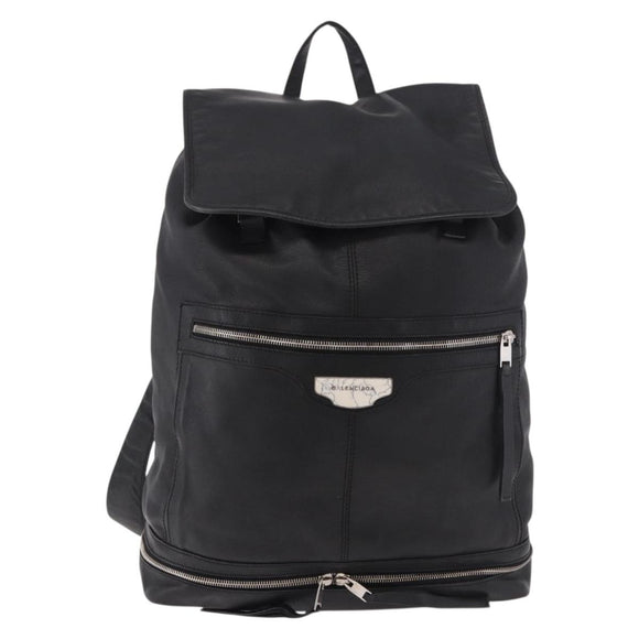 BALENCIAGA Backpack Leather Black Silver 340138 Auth ka4909