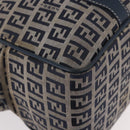 FENDI Zucchino Canvas Hand Bag Navy Silver Auth ka4913V-14