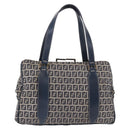 FENDI Zucchino Canvas Hand Bag Navy Silver Auth ka4913V-13