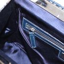 FENDI Zucchino Canvas Hand Bag Navy Silver Auth ka4913V-21