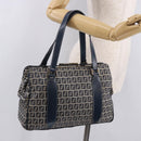 FENDI Zucchino Canvas Hand Bag Navy Silver Auth ka4913V-23