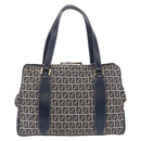 FENDI Zucchino Canvas Hand Bag Navy Silver Auth ka4913V-2