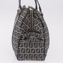 FENDI Zucchino Canvas Hand Bag Navy Silver Auth ka4913V-4
