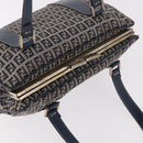 FENDI Zucchino Canvas Hand Bag Navy Silver Auth ka4913V-7