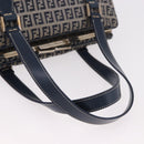 FENDI Zucchino Canvas Hand Bag Navy Silver Auth ka4913V-8