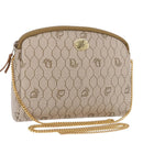 Christian Dior Honeycomb Canvas Chain Shoulder Bag PVC Beige Gold Auth ka4914-1