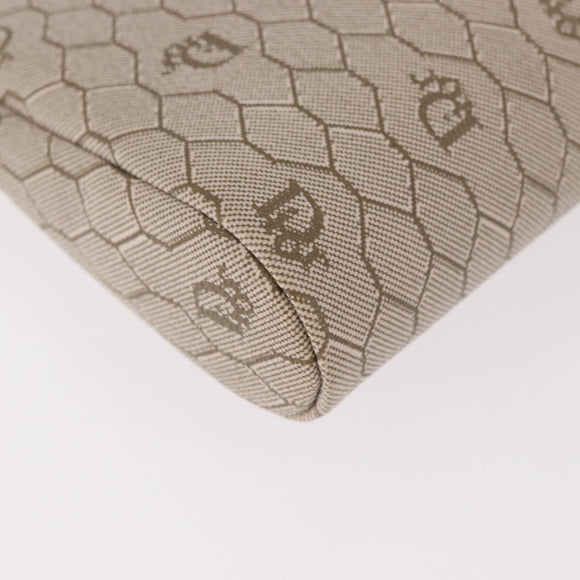Christian Dior Honeycomb Canvas Chain Shoulder Bag PVC Beige Gold Auth ka4914