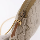 Christian Dior Honeycomb Canvas Chain Shoulder Bag PVC Beige Gold Auth ka4914-10