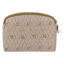 Christian Dior Honeycomb Canvas Chain Shoulder Bag PVC Beige Gold Auth ka4914-2