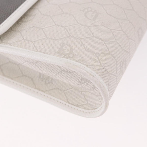 Christian Dior Honeycomb Canvas Shoulder Bag PVC White Gold Auth ka4915