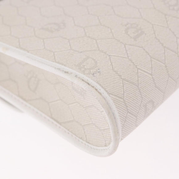 Christian Dior Honeycomb Canvas Shoulder Bag PVC White Gold Auth ka4915