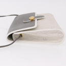 Christian Dior Honeycomb Canvas Shoulder Bag PVC White Gold Auth ka4915-4