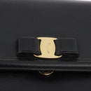 Salvatore Ferragamo Vala Chain Shoulder Bag Leather Black Gold Auth ka4916A-17