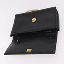 Salvatore Ferragamo Vala Chain Shoulder Bag Leather Black Gold Auth ka4916A-18