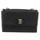 Salvatore Ferragamo Vala Chain Shoulder Bag Leather Black Gold Auth ka4916A-13