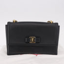 Salvatore Ferragamo Vala Chain Shoulder Bag Leather Black Gold Auth ka4916A-12