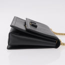 Salvatore Ferragamo Vala Chain Shoulder Bag Leather Black Gold Auth ka4916A-3