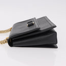 Salvatore Ferragamo Vala Chain Shoulder Bag Leather Black Gold Auth ka4916A-4