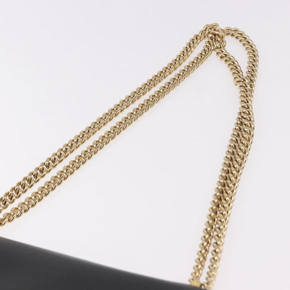 Salvatore Ferragamo Vala Chain Shoulder Bag Leather Black Gold Auth ka4916A