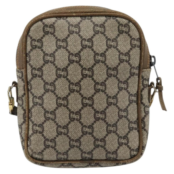 GUCCI GG Plus Supreme Shoulder Bag PVC Beige Auth ka4917