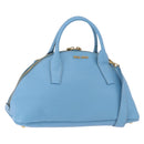 Miu Miu Hand Bag Leather 2way Light Blue Gold Auth ka4918M-1