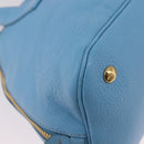 Miu Miu Hand Bag Leather 2way Light Blue Gold Auth ka4918M-12
