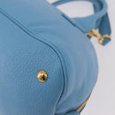 Miu Miu Hand Bag Leather 2way Light Blue Gold Auth ka4918M-13
