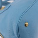 Miu Miu Hand Bag Leather 2way Light Blue Gold Auth ka4918M-14
