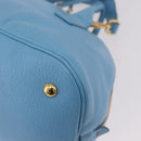 Miu Miu Hand Bag Leather 2way Light Blue Gold Auth ka4918M-15