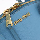 Miu Miu Hand Bag Leather 2way Light Blue Gold Auth ka4918M-16