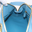 Miu Miu Hand Bag Leather 2way Light Blue Gold Auth ka4918M-21