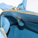 Miu Miu Hand Bag Leather 2way Light Blue Gold Auth ka4918M-22
