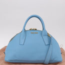Miu Miu Hand Bag Leather 2way Light Blue Gold Auth ka4918M-26