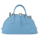 Miu Miu Hand Bag Leather 2way Light Blue Gold Auth ka4918M-3